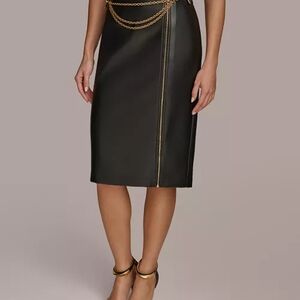 NWT Donna Karan New York Faux Leather Skirt